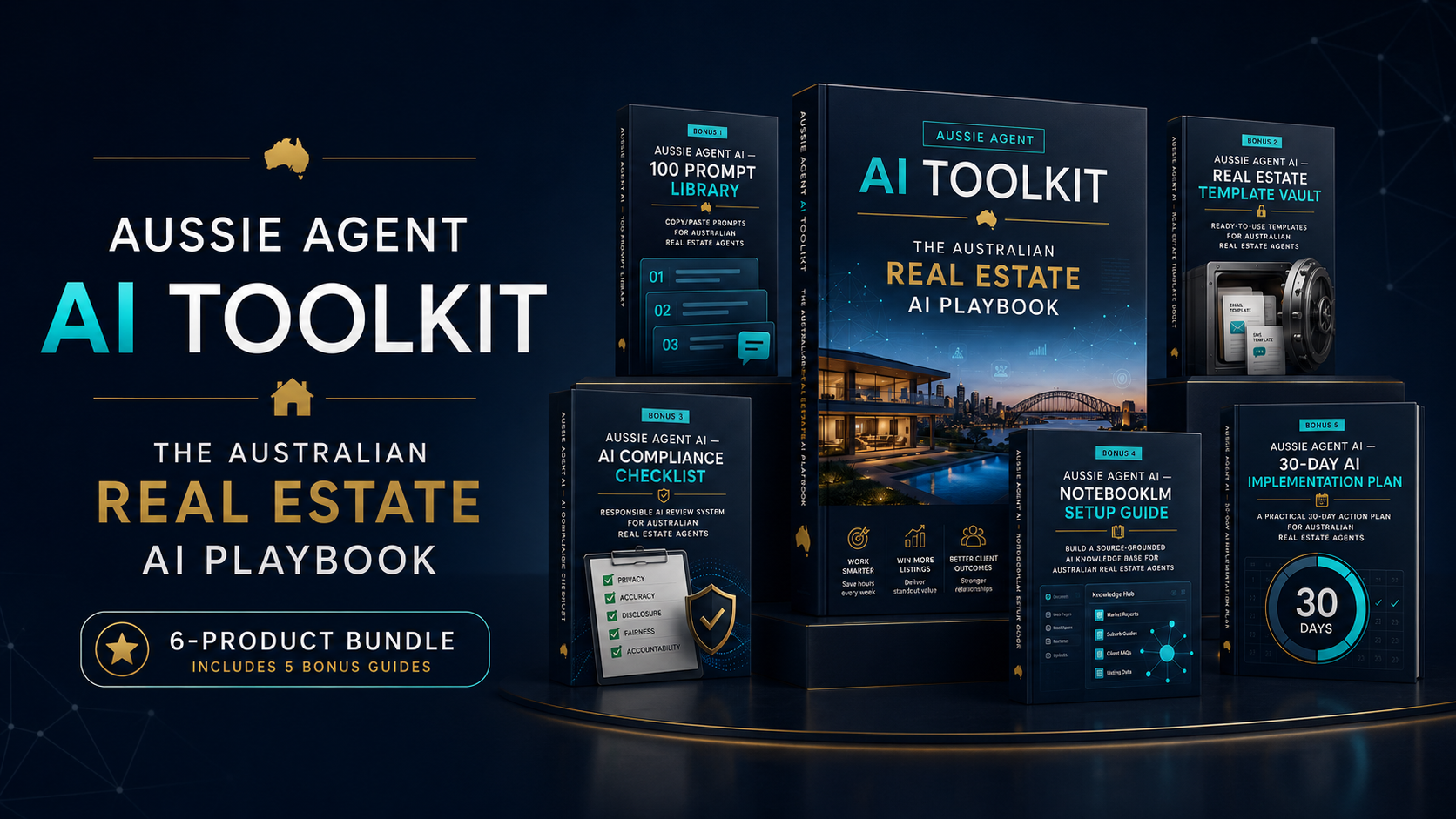 Aussie Agent AI Toolkit — The Australian Real Estate AI Playbook, 6-product bundle